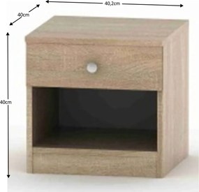 Éjjeliszekrény fiókkal, tölgy sonoma, BETTY 2 BE02-010-00