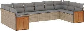 vidaXL 10 részes bézs polyrattan kerti ülőgarnitúra párnával