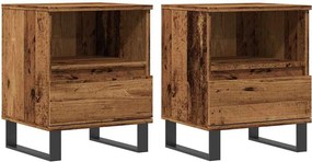 vidaXL 2 db antik fa színű szerelt fa éjjeliszekrény 40 x 35 x 50 cm