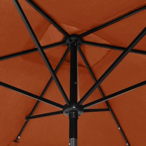 terrakotta napernyő LED-ekkel és acél rúddal 2 x 3 m
