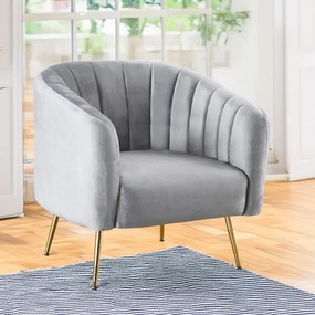 Design fotel, szürke Velvet szövet/gold króm-arany, BAGY