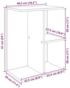 éjjeliszekrény fekete tölgy 46,5x29x61 cm gépelt fa