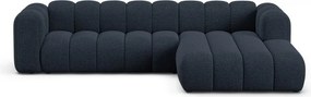 Sötétkék zsenília sarokkanapé (jobb oldali-heverő résszel) Lupine – Micadoni