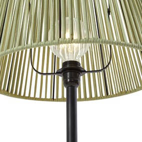 Kültéri állólámpa fekete, zöld kötélárnyékolóval IP44 - Virginia Jayla