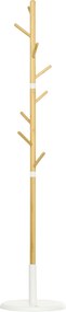 HOMCOM Bambusz Álló Kabátállvány Modern Hall Tree 8 Akasztóval Ruhákhoz Táskához Belépőhöz Hálószobába Ø37.8x175.6 cm Természetes | Aosom