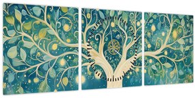 Kép – Mágikus fa spirálokkal (órával) (90x30 cm)