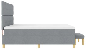 vidaXL Boxspring Ágy Mattal &amp; Pad Light Grey 200x200 cm Szövet