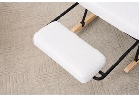 Hintaszék fa lábakkal, plüss szövettel, 4 fokozatban állítható háttámlával,  fehér