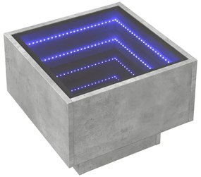 Betonszürke végtelen hatású LED-es éjjeliszekrény 40x40x30 cm