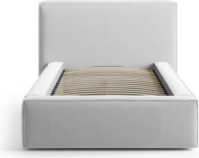 Ezüstszínű kárpitozott ágyneműtartós egyszemélyes ágy ágyráccsal 90x200 cm Jodie – Micadoni