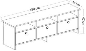 TV asztal/szekrény Ottawa (fehér + zafír tölgy). 1088863