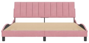 rózsaszín bársony ágykeret matrac nélkül Hanko 180 x 200 cm