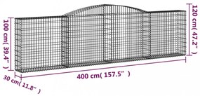 íves horganyzott vas gabion kosár 400x30x100/120 cm
