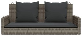 szürke polyrattan hintapad párnákkal 119x56x48 cm