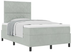 Boxspring Ágy Matrac Könnyű Szürke Kis Kétszemélyes Bársony