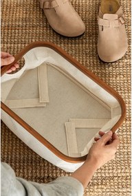 Krémszínű textil tárolódoboz 38x26x16 cm Bamboo/Linen – Bigso