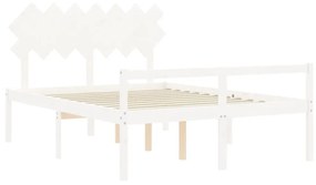 fehér tömör fa ágy időseknek fejtámlával King Size