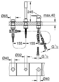 GROHE 19965001 - LINEARE háromlyukú kádcsaptelep, fényes króm
