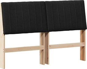 vidaXL Kárpitozott fejtámla Fekete 135 cm Tömör fenyőfa