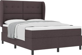 vidaXL Boxrugós ágy matracmal sötétbarna 140 x 200 cm szövet