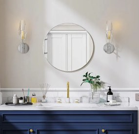 Kerek Fali tükör Fürdőszoba Nappali Fém Keret Koonmi Szín Ezüst