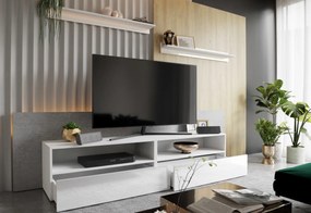 ELPASO 48 nappali fal + Led világítás, fehér/magasfényű fehér