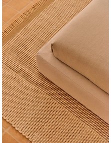 Bézs kárpitozott egyszemélyes ágy ágyrács nélkül 90x200 cm Blok – Kave Home