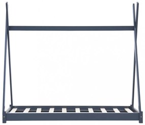 szürke tömör fenyőfa gyerekágy-keret 80 x 160 cm