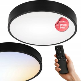 Mennyezeti lámpa Led Plafon Fényerőszabályozható 30cm Kerek Fekete Távirányító panel Kicsi