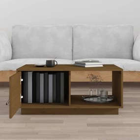 Mézbarna tömör fenyőfa dohányzóasztal 80x50x35,5 cm