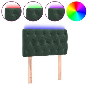 sötétzöld bársony LED-es fejtámla 80 x 7 x 78/88 cm
