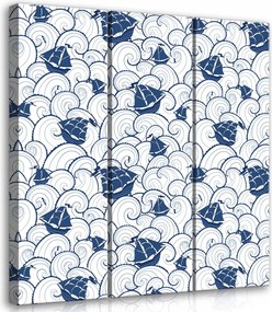 Vászonkép 90x100 Tengeri minta vitorlás hullámok dekoráció triptichon nyár friss