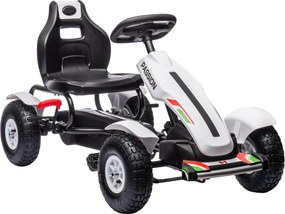 HOMCOM Pedálos Go-Kart 5 éves kor feletti gyerekeknek - Állítható ülés, gumi kerekek, kézi fék fiúknak és lányoknak, 50 kg teherbírású, 121x58x61 cm,