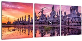 Kép - Buddhák naplementekor (órával) (90x30 cm)