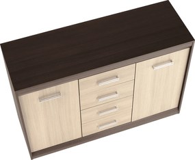 Komód, DTD/MDF, tölgy világos/tölgy sötét, KORINA