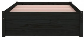 Single fekete tömör fa ágykeret 90 x 190 cm