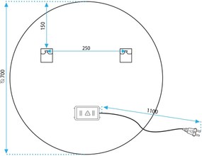 Tutumi Rea, kerek LED tükör 70cm HZJ070 P10404, HOM-02827
