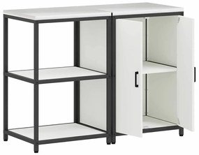 Konyhai Tároló Készlet polcokkal 2 pcs Fehér 120 x 50 x 92 cm