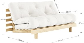 Natúr színű kinyitható kanapé 160 cm Roots - Karup Design