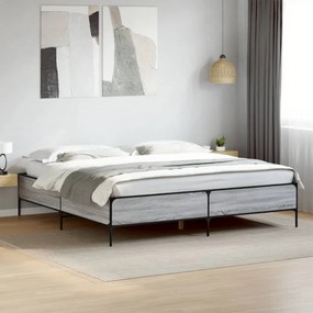 szürke sonoma szerelt fa és fém ágykeret 180 x 200 cm