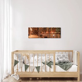 Kép - Éjszakai város (órával) (90x30 cm)