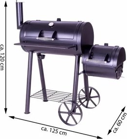 GARTHEN Kerti grill füstüllővel XL 120 x 55 cm