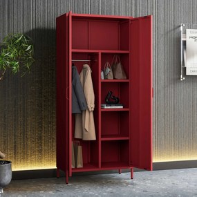Gardróbszekrény FLAVIO, 800 x 1850 x 450 mm, Modern: piros