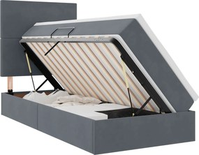 vidaXL Ágy tárolóval és matraccal Sötétszürke 90 x 190 cm Bársony
