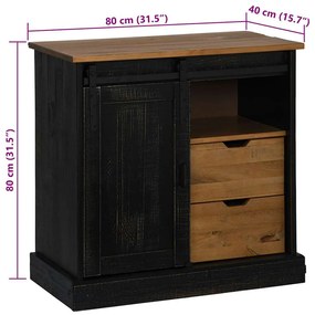 HALDEN fekete tömör fa komód tolóajtós 80x40x80 cm