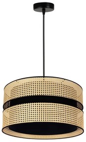 Duolla - Csillár zsinóron DUO 1xE27/15W/230V átm. 40 cm rattan/fekete