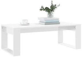 Magasfényű fehér szerelt fa dohányzóasztal 102x50x35 cm