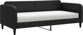 vidaXL fekete szövet kanapéágy matraccal 90 x 190 cm