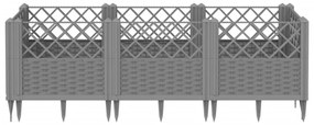 világosszürke PP kerti virágláda cövekekkel 123,5x43,5x43,5 cm