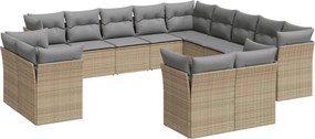 vidaXL 13 részes bézs polyrattan kerti ülőgarnitúra párnákkal